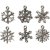 Charms - flocons de neige - argent antique - 18 pcs