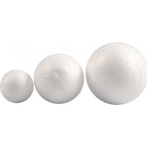 Boules en polystyrne - blanc - 20+30+40 mm - 12 pcs