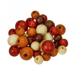 Perles en bois 8,10,12 mm - mlange marron 25 g taille mix