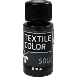 Peinture textile textile solide - noir - couvrante - 50 ml