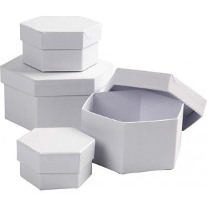 Botes hexagonales - blanches - 4 pcs