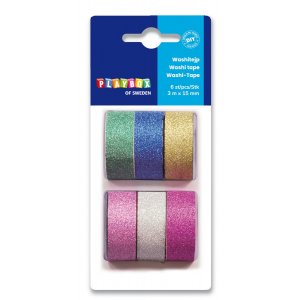 Washitape Paillettes unies, paquet de 6