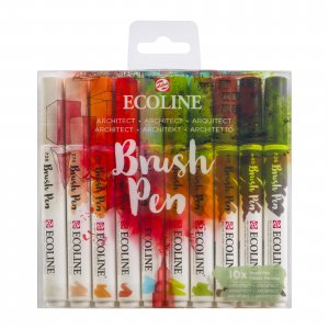 Pack de 10 stylos pinceaux Ecoline - Architecte