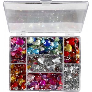 Strass en bote - bleu - rose - argent - rond - toiles - coeurs - 6+7+9+10+11+12+14+16 mm - 300 pcs