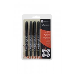 Marqueurs de calligraphie noirs, paquet de 4 - fin, moyen, large et extra large