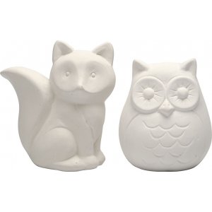 Animal salvateur - blanc - hibou et renard - 2 pcs