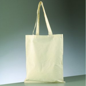 Sac de transport en coton 38 x 42 cm - anse longue naturelle