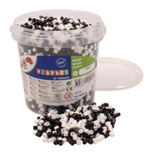 Perles de pipe en seau 5000 pcs - mlange noir et blanc