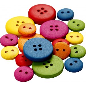 Boutons en bois - 12-20 mm - couleurs mlanges - 360 pcs