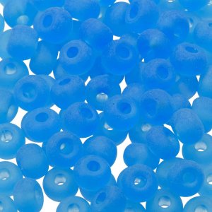 Perles de rocaille  5,5 mm - bleu paon 17 g transparent mat