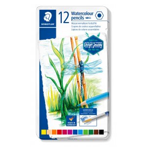 Crayons de couleur aquarelle dans une bote - 12 crayons