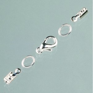 Dispositifs de verrouillage pour lanires de cuir  2 mm - couleur argent (montage par clip)