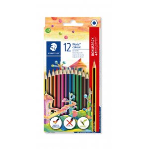 Crayons de couleur Noris avec crayon - 12 crayons