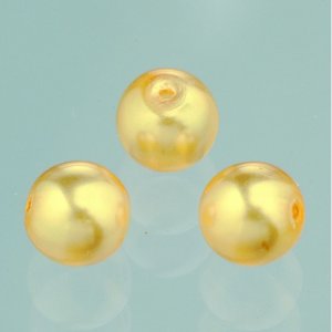 Perles de verre cire brillante 6 mm - jaune dor 40 pcs.