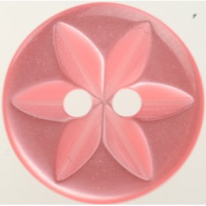 Bouton Rond 2 trous 14 mm 8pcs - Rose avec fleur