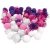 Pompons - violet - rouge clair - blanc - 48 pcs