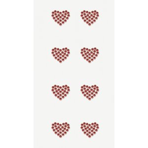 Stickers avec strass - Coeur - rouge