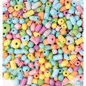 Perles en bois 250 g pastel