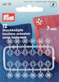 Boutons-pression (fixes) plastique transparent eckig 7mm 12 pcs