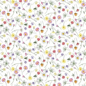 Toile cire PVC Petites fleurs - Rose/Jaune