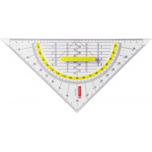 Rgle triangulaire avec rapporteur 22 cm transparent