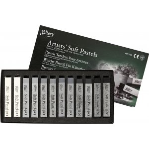 Pastel sec Gallery - harmonie noir/blanc - 12 pcs