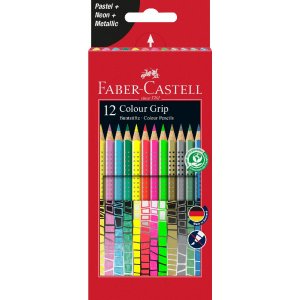 Crayons de couleur Grip 2001 Pastel/Non/Mtallique - 12 crayons