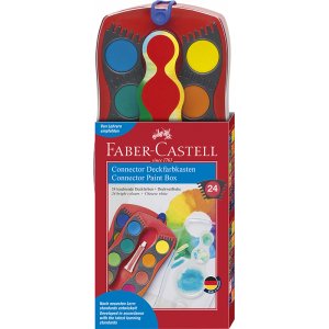 Set de couleurs - Faber-Castell - Bote de peinture connecteur - Rouge - 24 couleurs