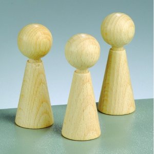 Figurine conique en bois 23 x H 60 mm - paquet de 20 - blanchi