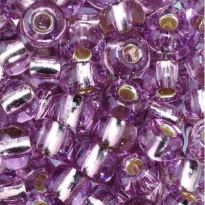 Perles rocaille  5,5 mm - violet 17 g doubl argent