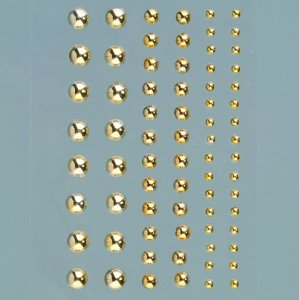 Demi-perles acryliques autocollantes 3 5 7 mm - or brillant paquet de 72 rondes