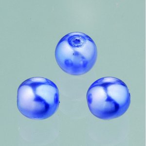 Perles de verre cire brillante 6 mm - bleu 40 pcs.