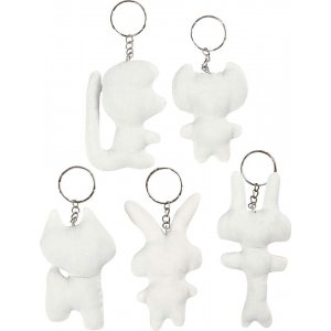 Figurines textiles avec porte-cls - 5 pcs