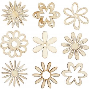 Dcorations en bois - Fleurs - 45 pcs