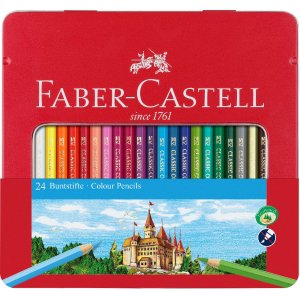 Crayons de couleur Chteau Hexagonal tui en mtal - 24 couleurs