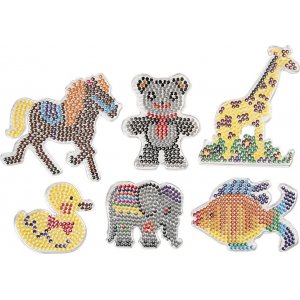 Assiettes en perles - canard - lphant - girafe - ours - cheval et poisson - 6 pcs