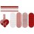 Set de loisirs cratifs - Coeurs tresss - motif rouge/blanc - 8 pcs