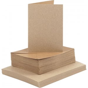 Cartes et enveloppes - naturel - 11,5 x 16,5 cm - 50 sets