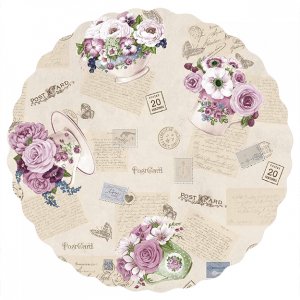 Bche PVC Ronde Fleurs/Lettres - Rose