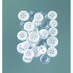 Boutons 10 - 15 mm - blanc / transparent 40 g blanc