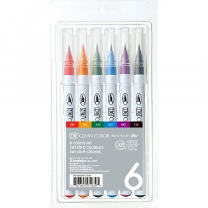 Stylos pinceaux ZIG Clean Color Real Brush - 6 stylos