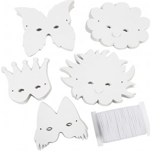 Masques en carton et lastique - blanc - 100 pcs