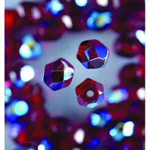 Perles de verre  facettes - grenat - rondes, chatoyantes