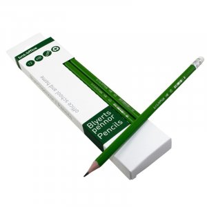 Crayon avec gomme HB Vert - paquet de 12