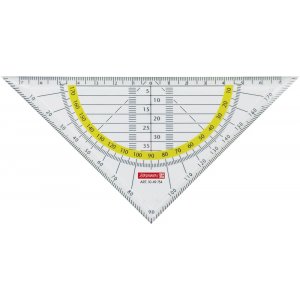 Rgle triangulaire avec rapporteur 16 cm transparent