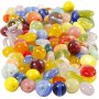 Perles de verre - couleurs mlanges - ovales - rondes/plates - 350 g