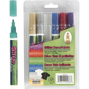 Stylos Deco Textile - 3 mm - couleurs pailletes - 6 pcs