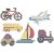 Assiettes perles - voiture - avion - bateau - tracteur - bus et vlo - 6 pcs