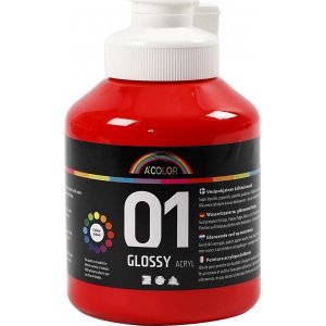 Peinture scolaire - Acrylique - rouge - brillante - 500 ml