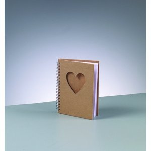 Bloc-notes A 6 / 15,5 x 11 cm - marron 60 feuilles coeur